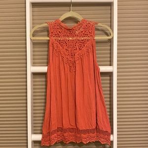 Entro Burnt Orange crochet sleeveless top size large